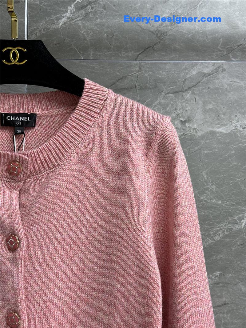 Ch**el pink short cardigan replica designer clothes