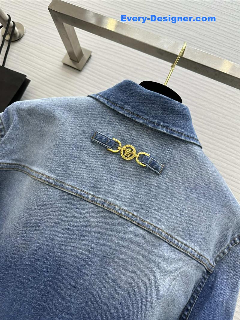 Versace embroidered letter logo denim shirt replicas clothes