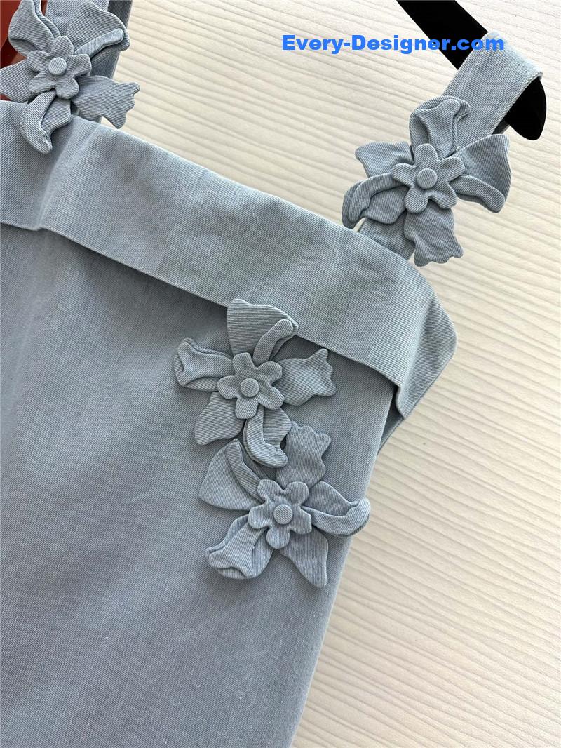 Va1e*ntin0 3d flower denim suspender skirt replica d&g clothing