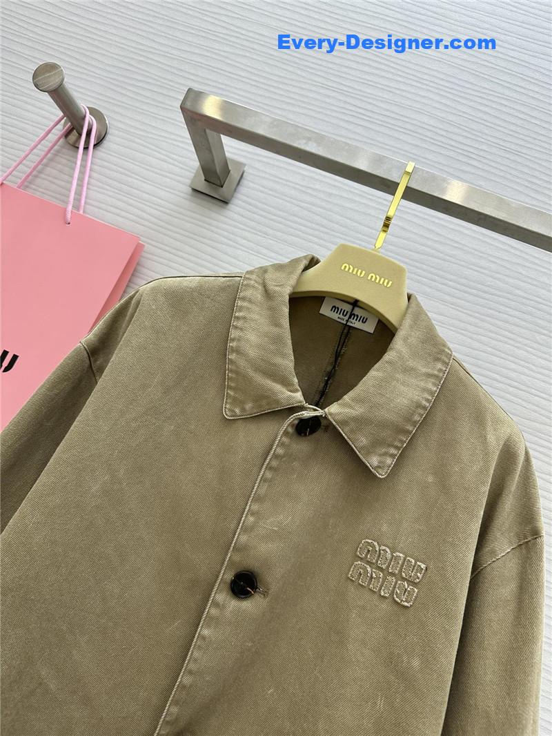 M1um1u distressed denim trench coat replica d&g clothing
