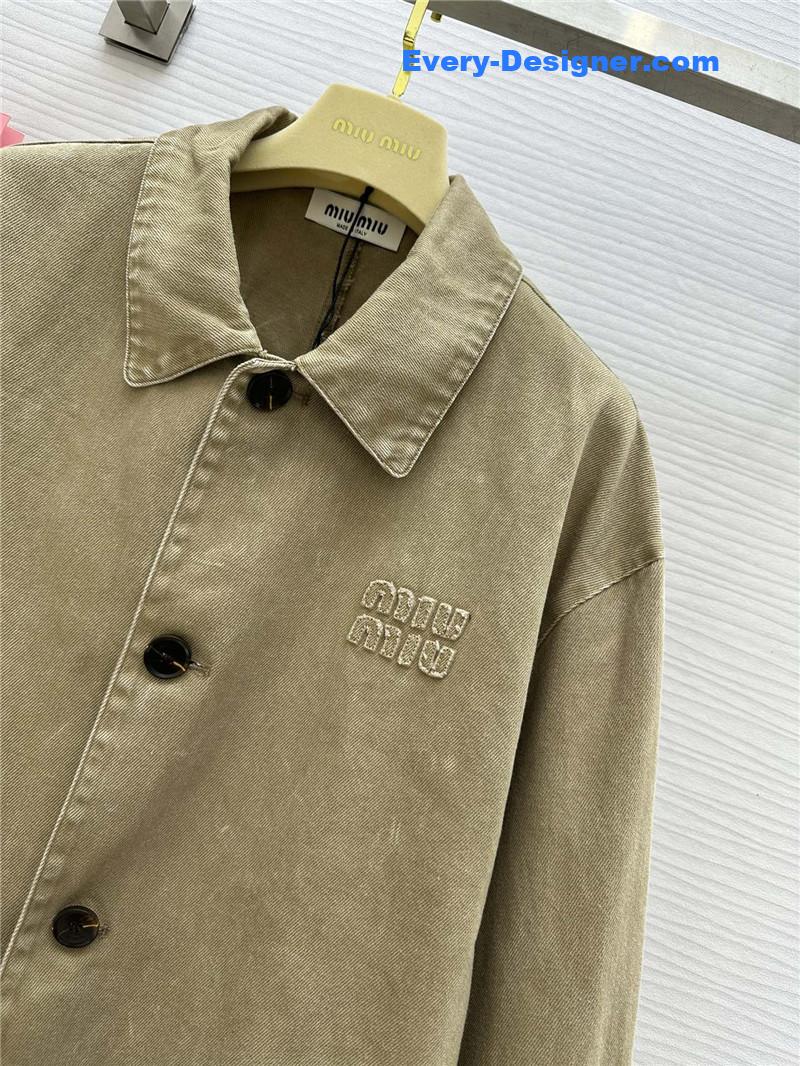 M1um1u distressed denim trench coat replica d&g clothing