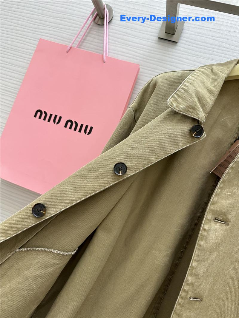 M1um1u distressed denim trench coat replica d&g clothing