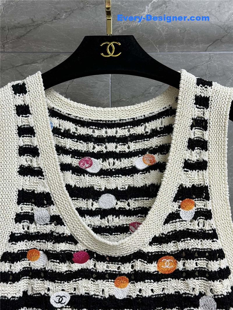Ch**el polka dot striped vest cheap replica designer clothes