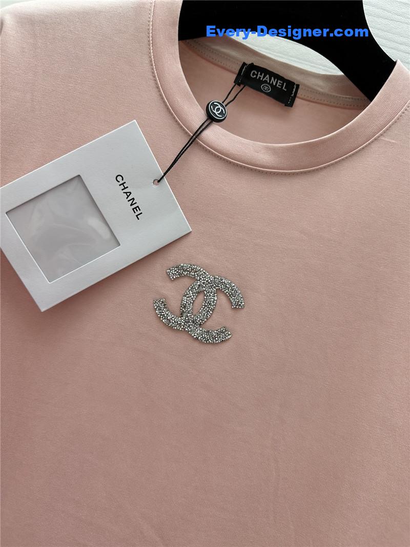 ch**el logo D1am0nd embellished t-shirt replica d&g clothing