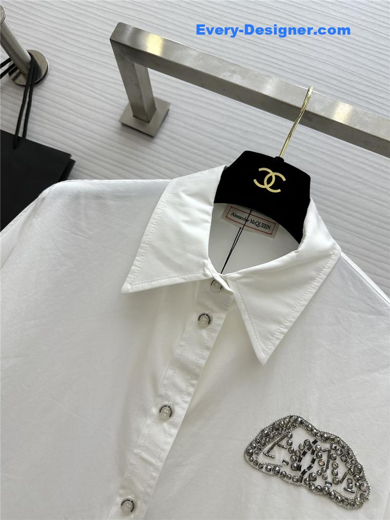 a1exa*der Mcqv*en logo embellished shirt replica clothing