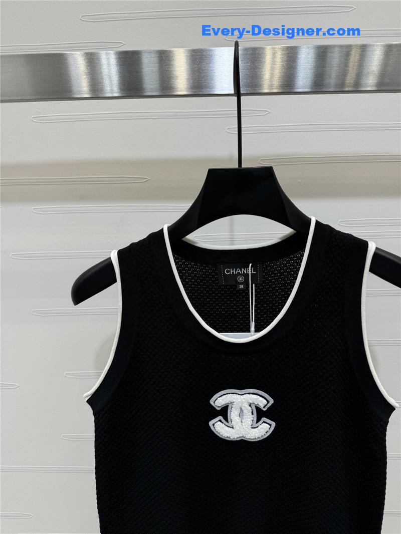 Ch**el 3d logo knitted vest replicas clothes