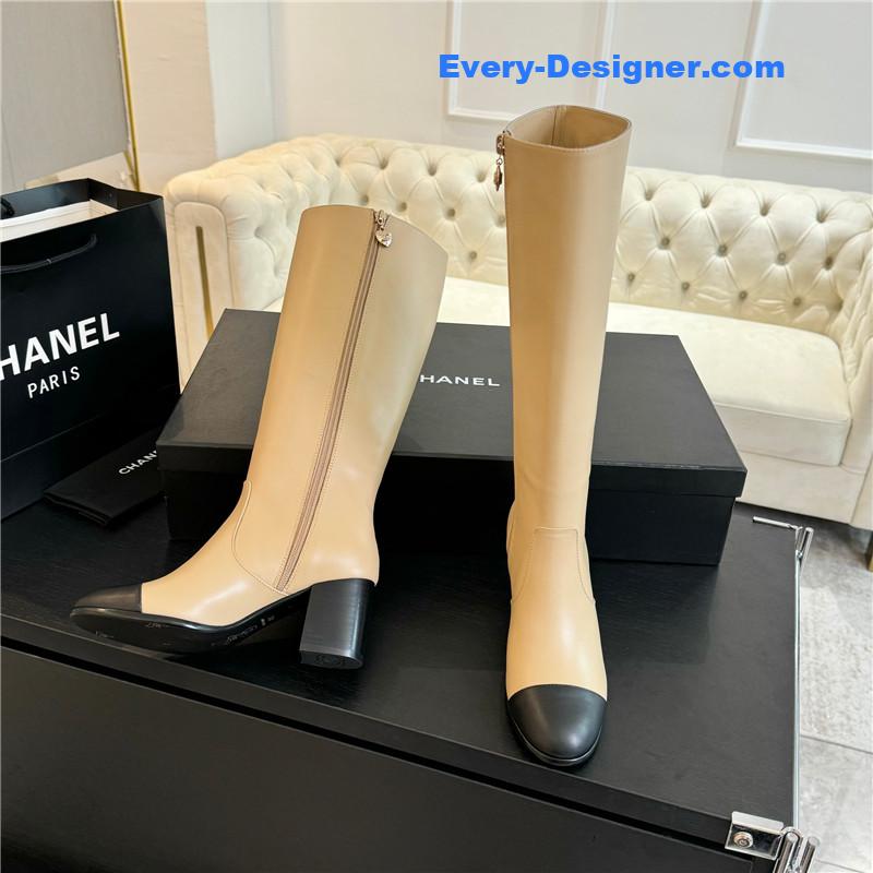 Ch**el chunky heel zipper keen high boots