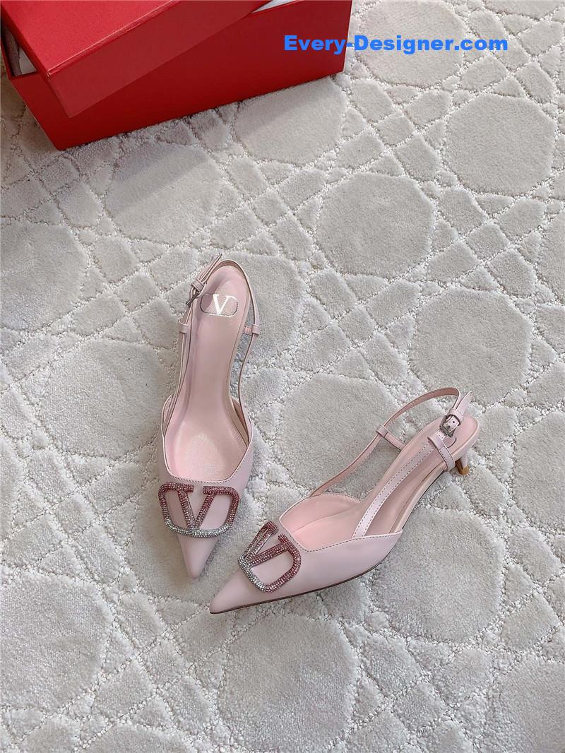 Va1e*ntin0 vlogo signature slingback in pink/crystal 40mm