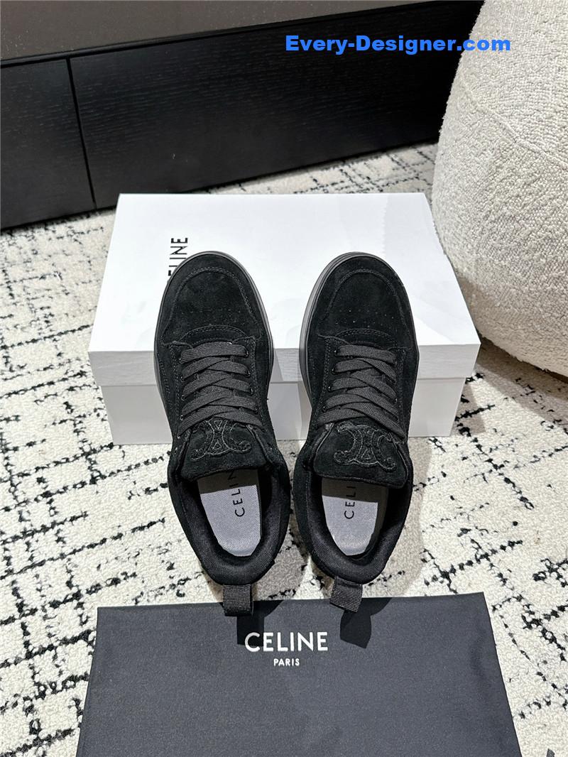 Ce1i*e black suede huntington low lace-up sneakers