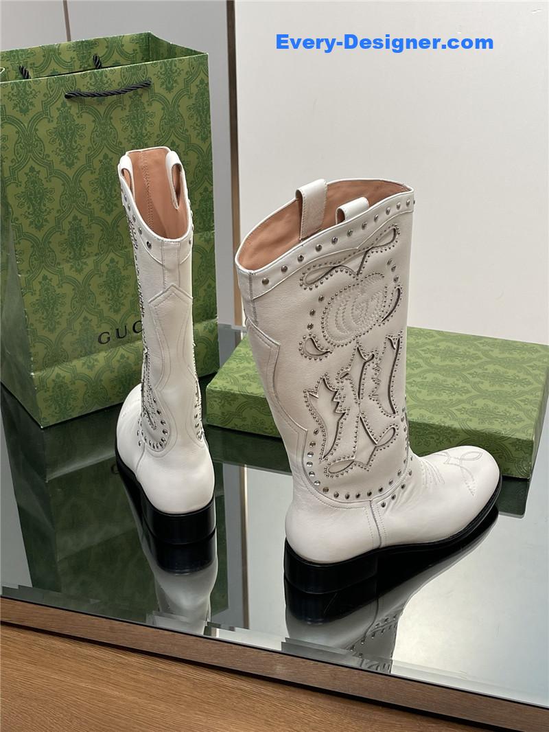 Gvc*1 gg embroidered studded keen high boots in white