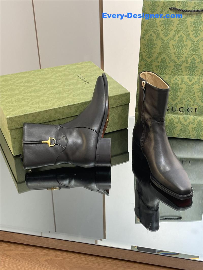 Gvc*1 horsebit-detail 45mm leather ankle boot in black