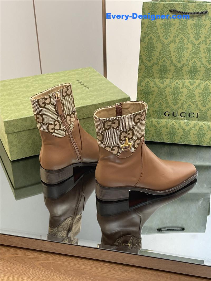 Gvc*1 horsebit-detail gg leather ankle boot