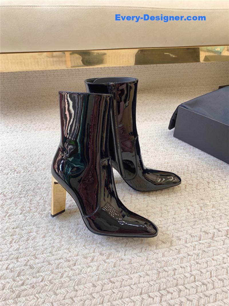 Sa1nt Lau*nt auteuil leather metal heel boot