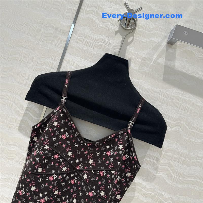 Ch**el floral glitter knitted suspenders replica clothes