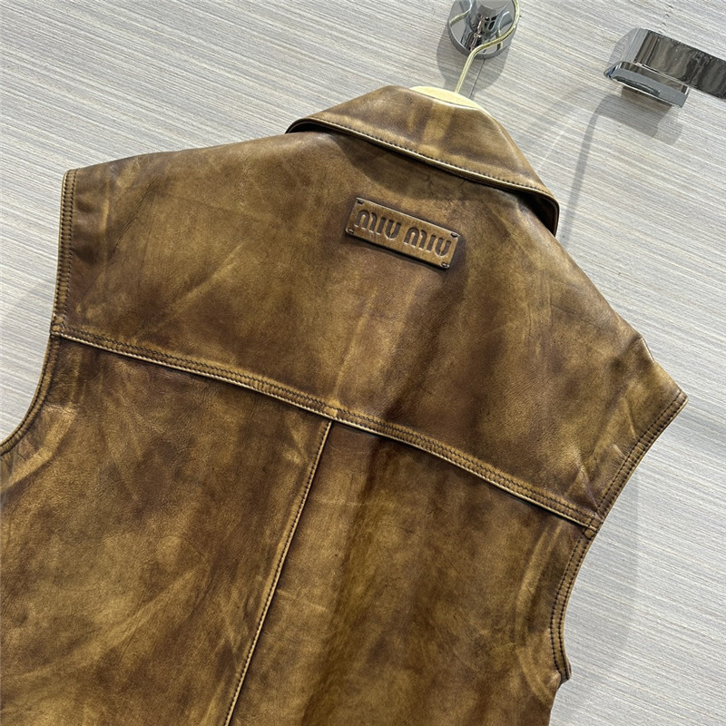 M1um1u long cowhide vest jacket replica d&g clothing