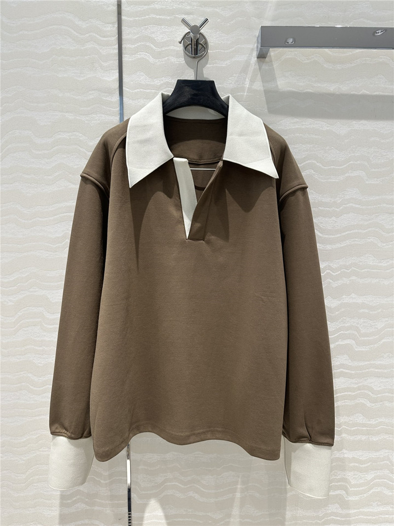 Pra*a sports lapel sweatshirt replica designer clothes
