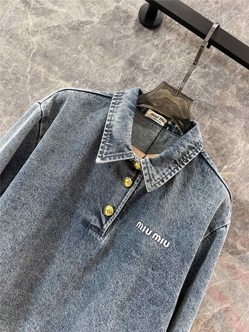 M1um1u letter denim sweatshirt replicas clothes