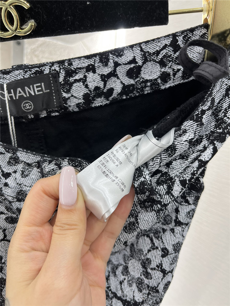 Ch**el laser floral denim trousers replica clothes