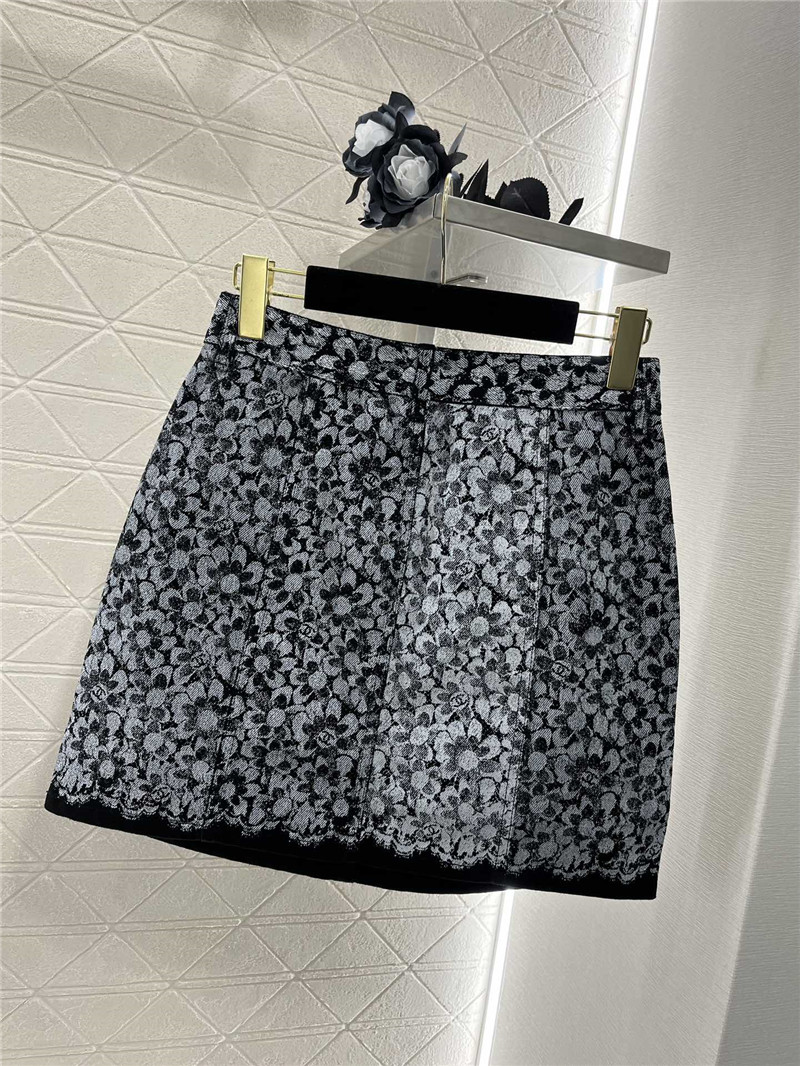 Ch**el laser floral denim skirt replica clothing
