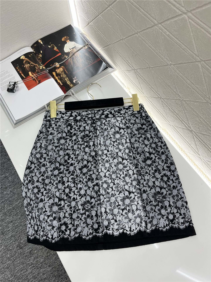 Ch**el laser floral denim skirt replica clothing