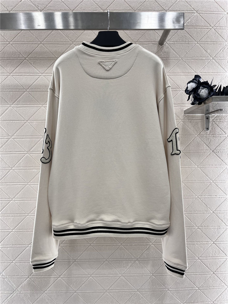 Pra*a round neck embroidered sweatshirt replica clothing sites