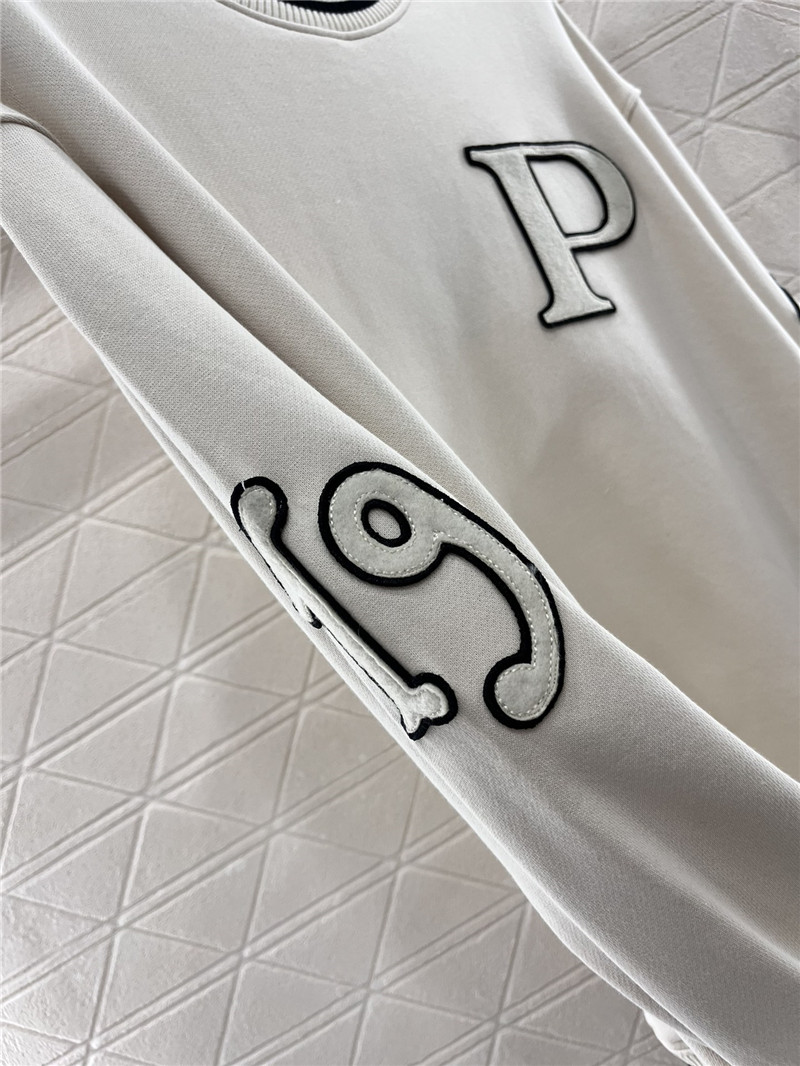 Pra*a round neck embroidered sweatshirt replica clothing sites