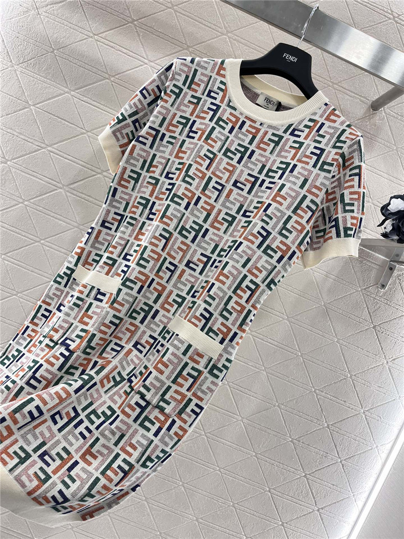 F**di short sleeve jacquard dress replica d&g clothing