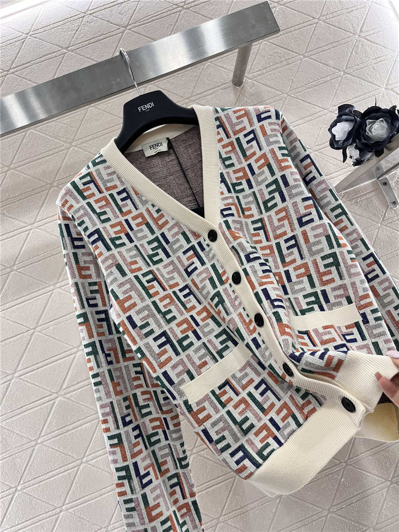 F**di jacquard knitted v-neck cardigan replica clothing