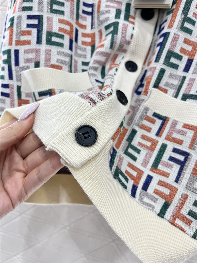 F**di jacquard knitted round neck cardigan replica clothes