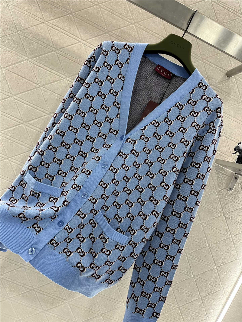 Gvc*1 gg shadow jacquard cardigan blue/multi