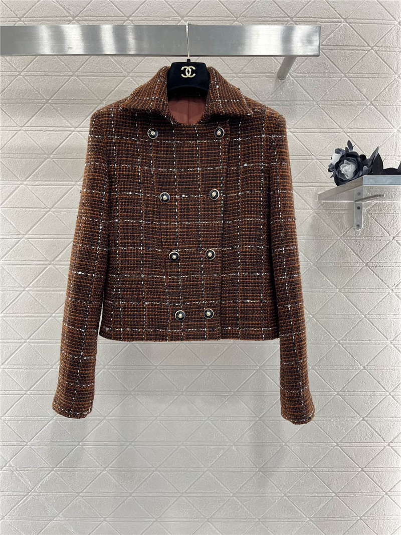 Ch**el lapel double-breasted woven coat replicas clothes