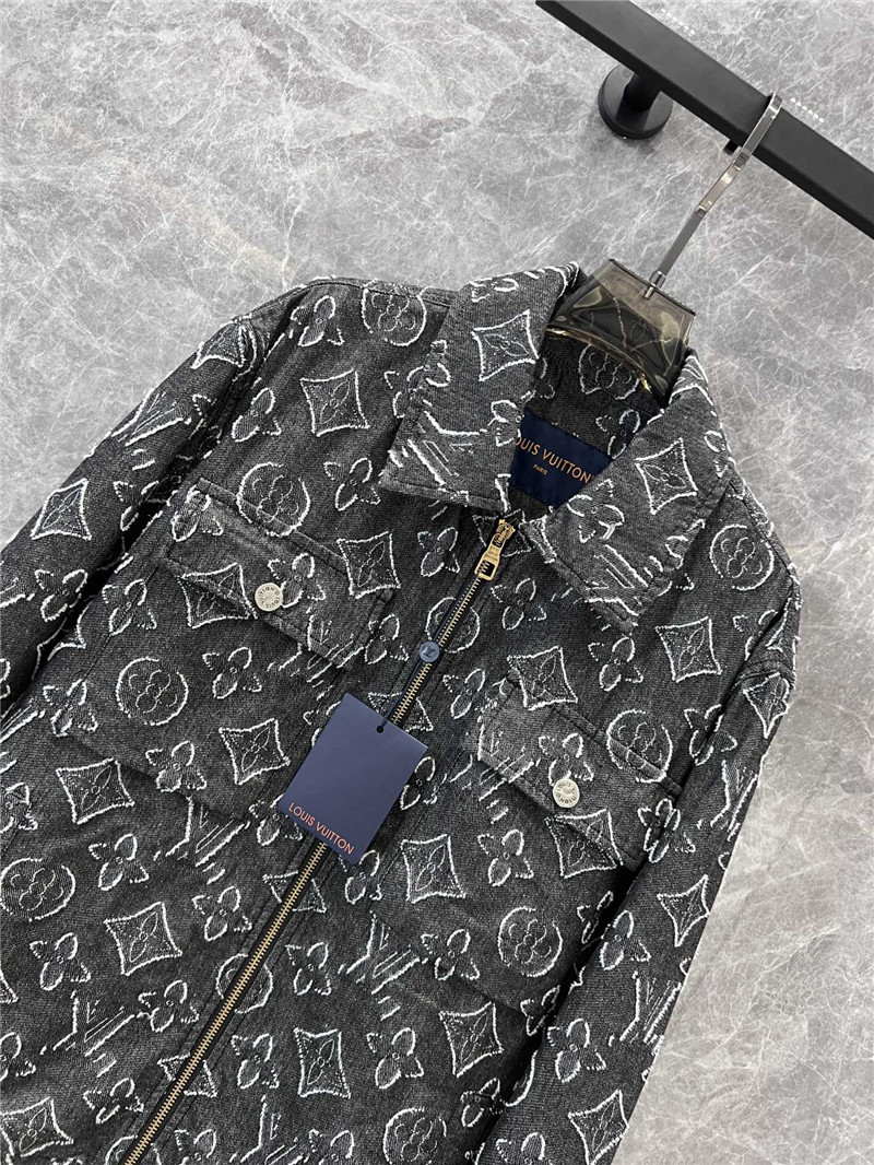 l0vis Vvtt0n lv logo jacquard denim jacket replicas clothes