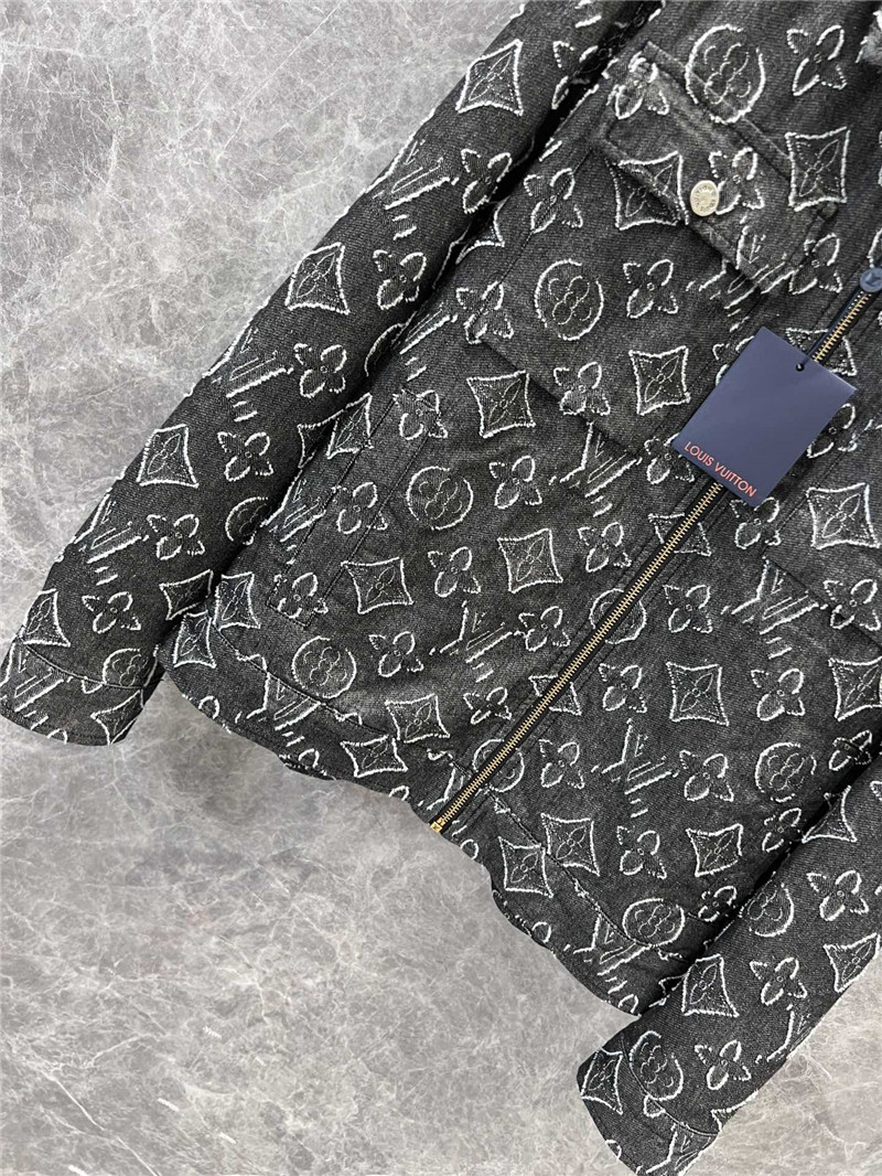 l0vis Vvtt0n lv logo jacquard denim jacket replicas clothes