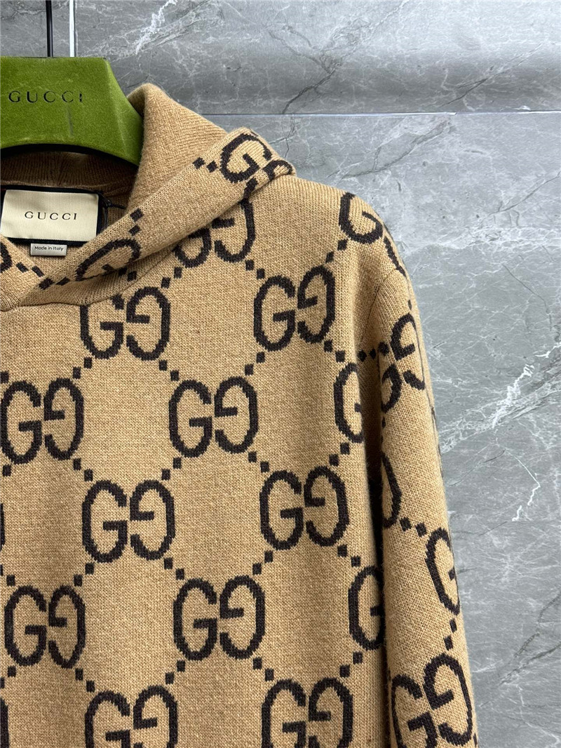 Gvc*1 gg wool hooded sweatshirt brown