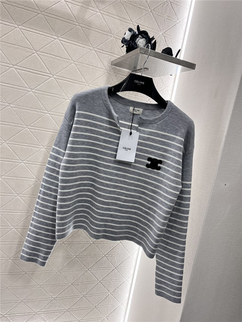 Ce1i*e triomphe striped ribbed sweater grey/white