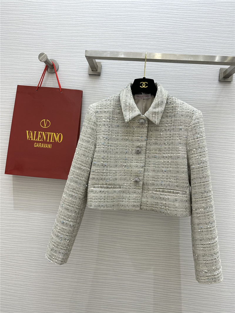 Va1e*ntin0 tweed lapel jacket cheap replica designer clothes