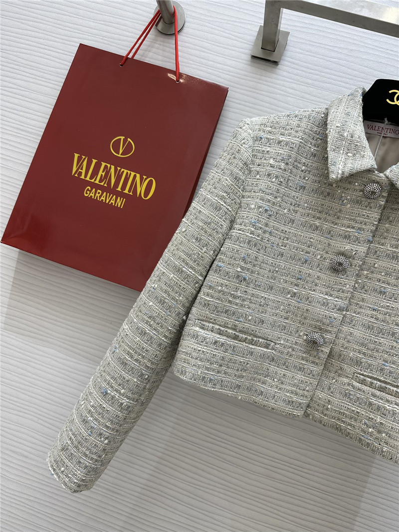 Va1e*ntin0 tweed lapel jacket cheap replica designer clothes