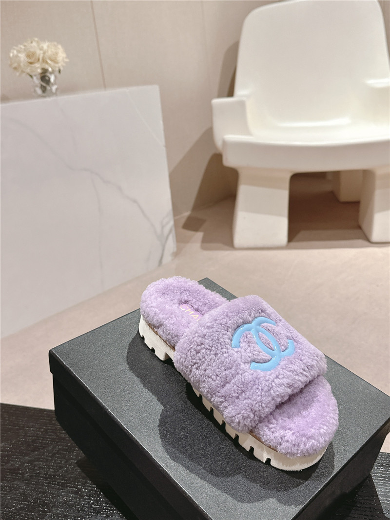 Ch**el purple wool home slide slippers