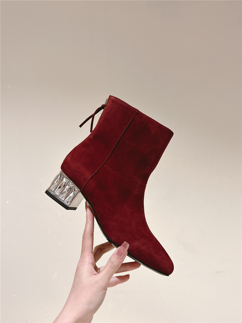 Miu Miu Burgundy Suede Ankle Boots