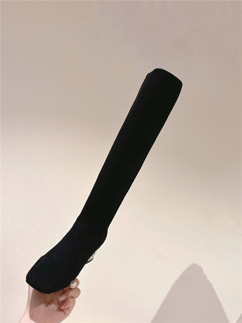 Miu Miu Black Suede Leather Knee-High Boots