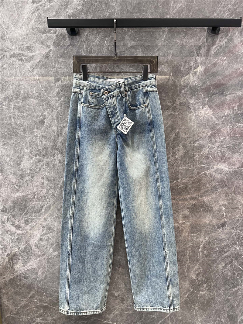 L0ew* offset waistband denim trousers replica clothes