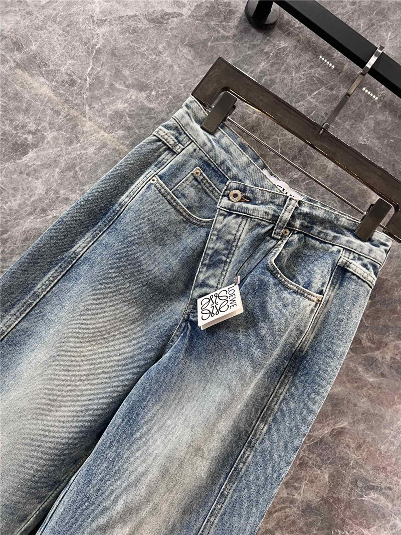 L0ew* offset waistband denim trousers replica clothes