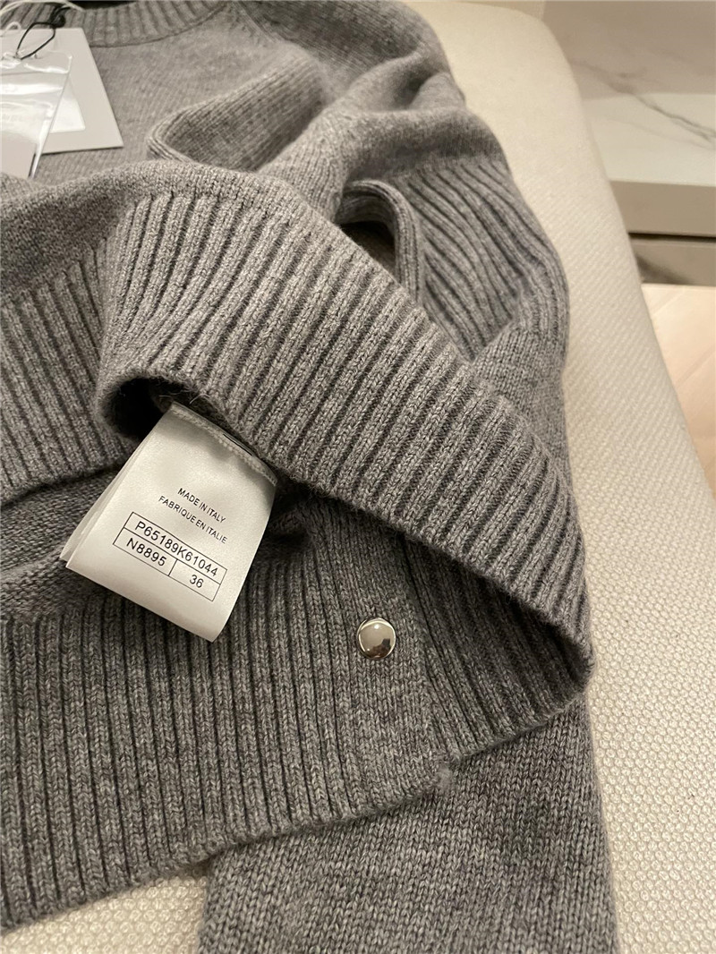 Ch**el buttons trim rib-knit sweater grey