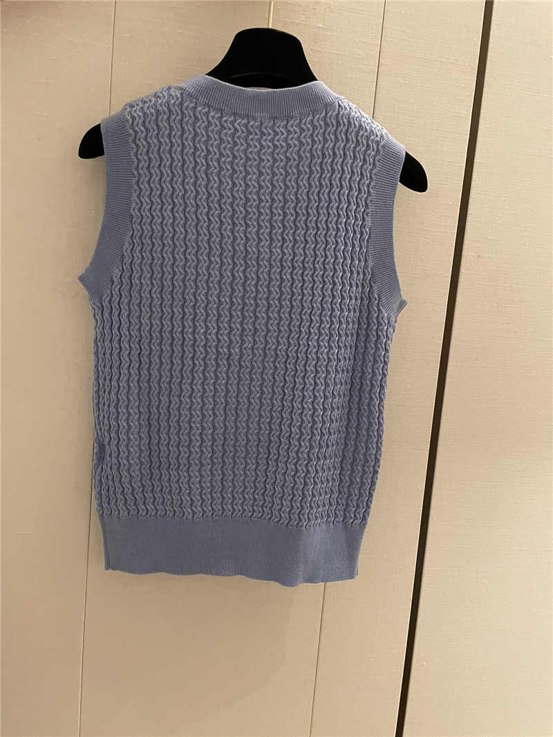 Ch**el buttons texture knitted vest grey