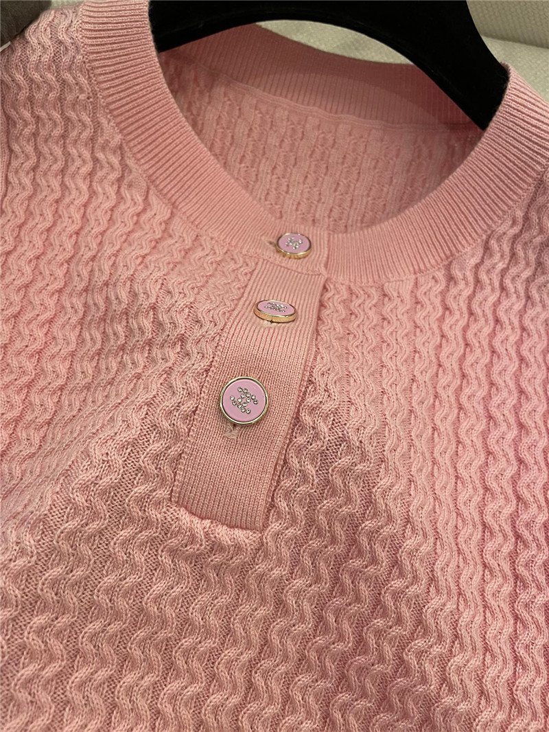 Ch**el buttons texture knitted vest pink