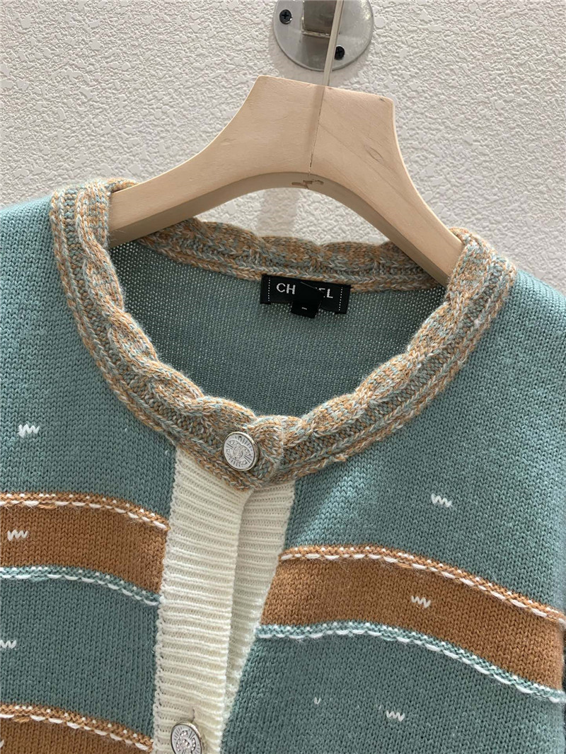 Ce1i*e striped crewneck cardigan blue/brown