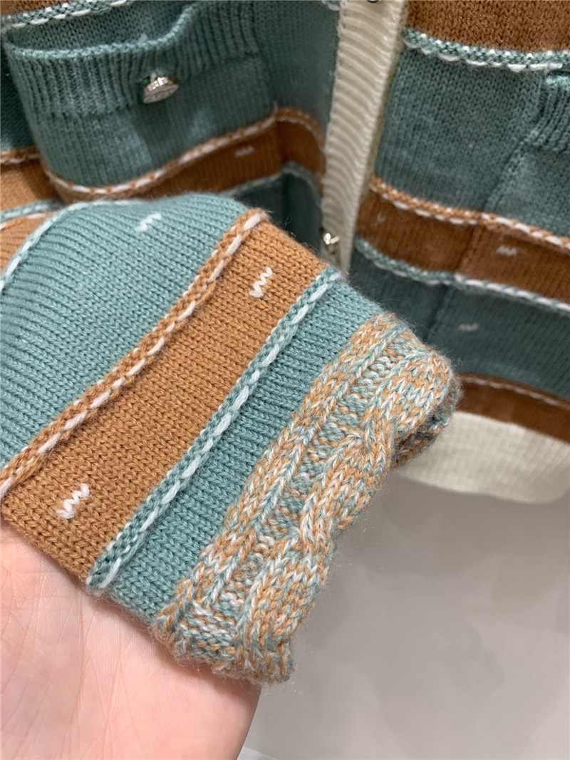 Ce1i*e striped crewneck cardigan blue/brown