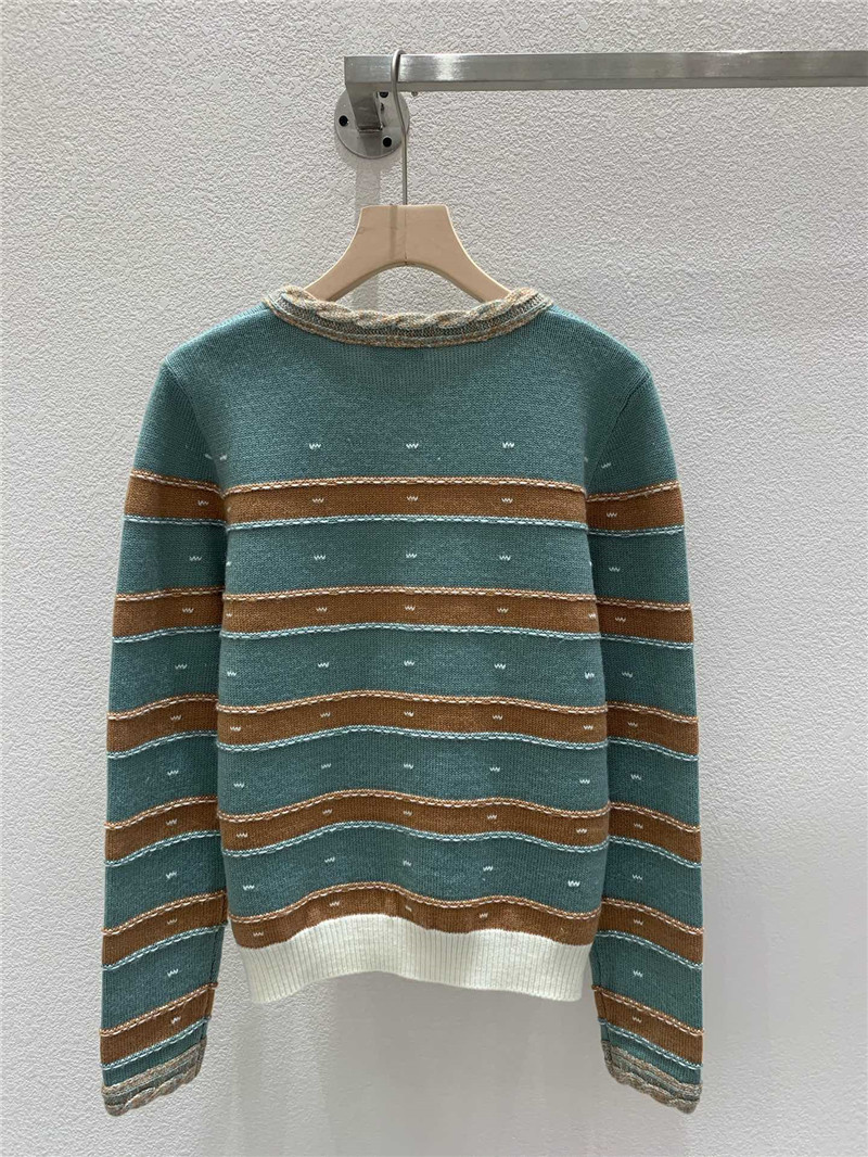 Ce1i*e striped crewneck cardigan blue/brown