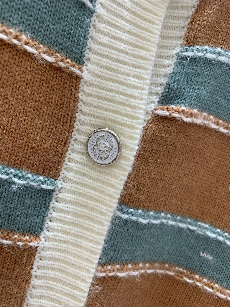 Ce1i*e striped crewneck cardigan brown/blue