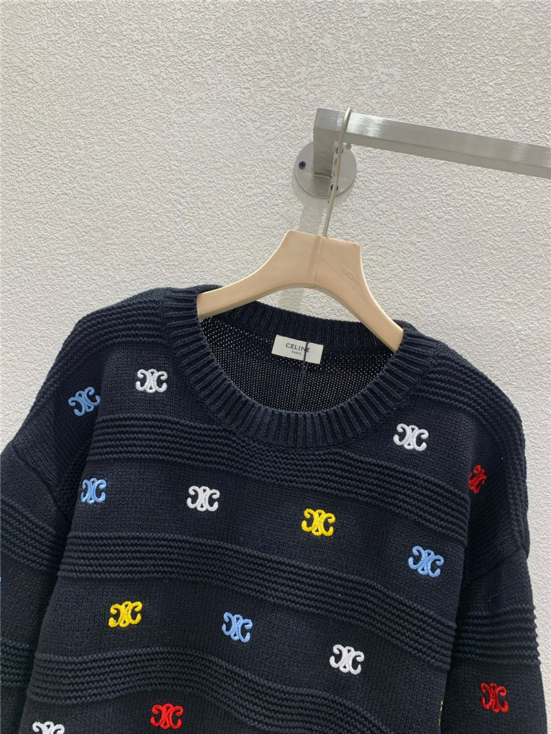 Ce1i*e multicolor triomphe knit sweater in black